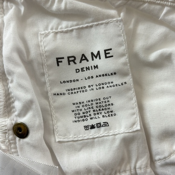 Frame Denim Women's White Distressed Denim Le Grand Garcon Short Size 25 - Picture 4 of 7
